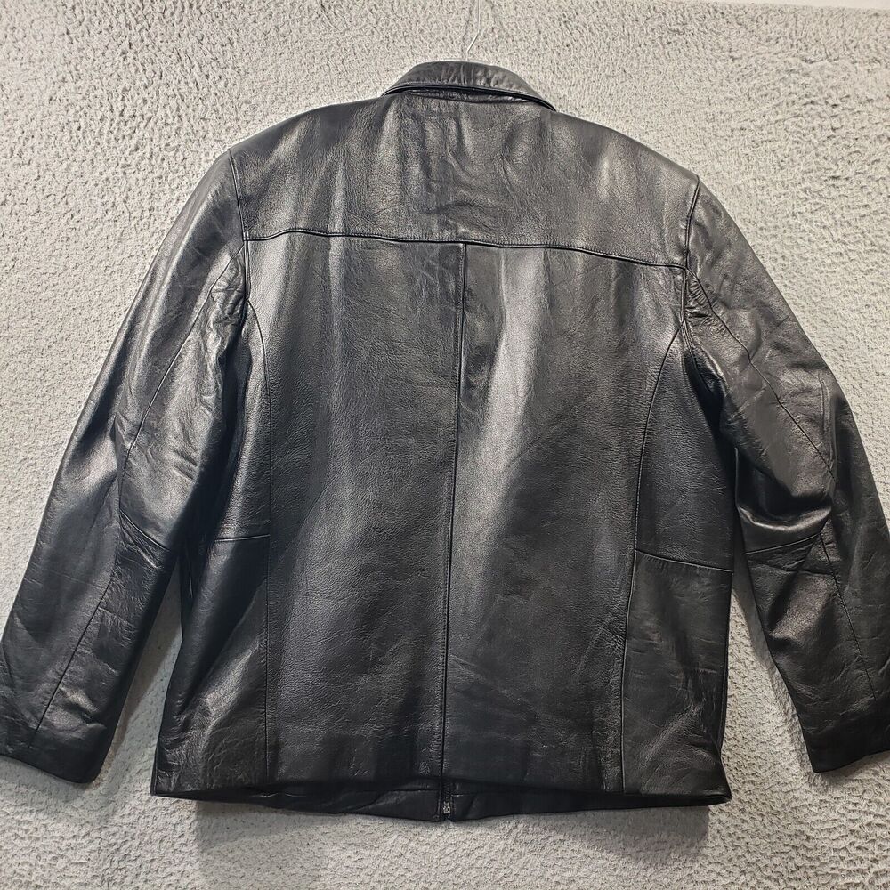 Port Authority Signature Leather Jacket Men's Large Black Kenwood Motorcycle - Picture 11 of 12